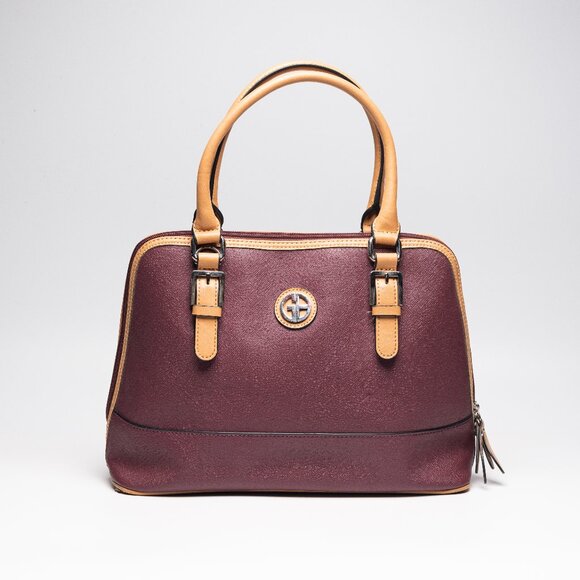 Giani Bernini: Medium Dome Satchel, Wine / Beige Color - Picture 1 of 5